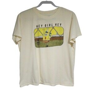 Fifth Sun SpongeBob SquarePants "Hey Girl Hey" Graphic Tee S/S Ivory Cotton XL